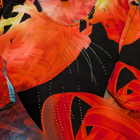 Valentina Signa Abstract 3/4 Long Sleeve Pull Over Stretchy Blouse Shirt Medium - Picture 8 of 8